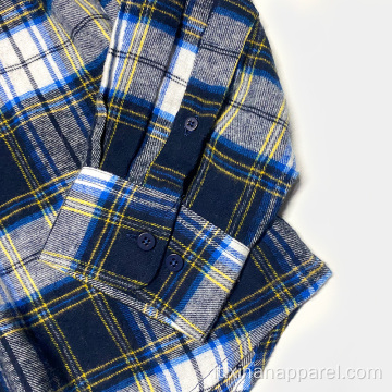 Camicia di flanella grigia e blu casual autunno moda